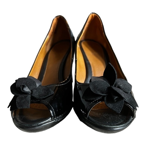 Geox peep toe cone heel patent leather heels size 39 - Picture 9 of 11